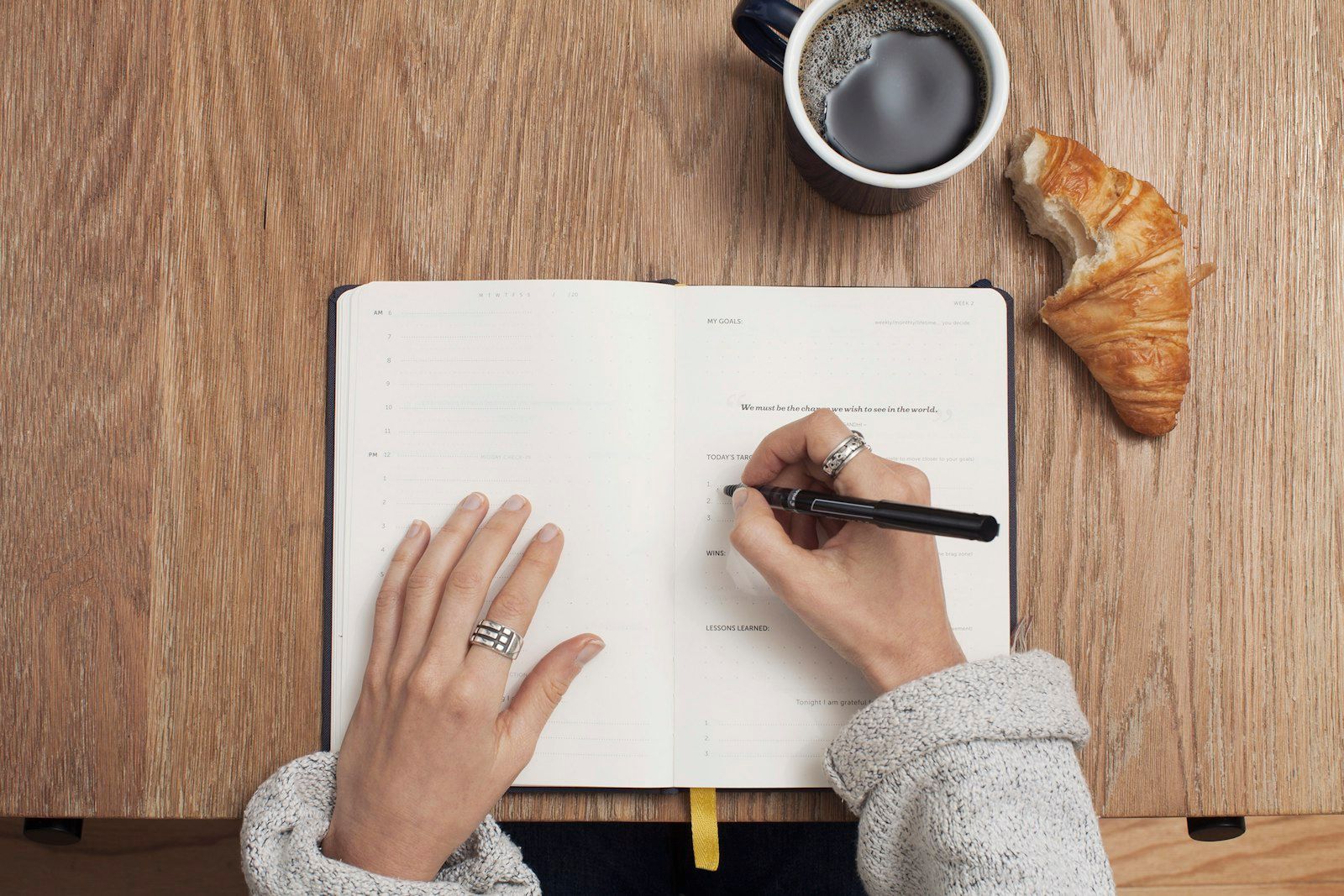 Notebook and pen on a desk for taking interview notes